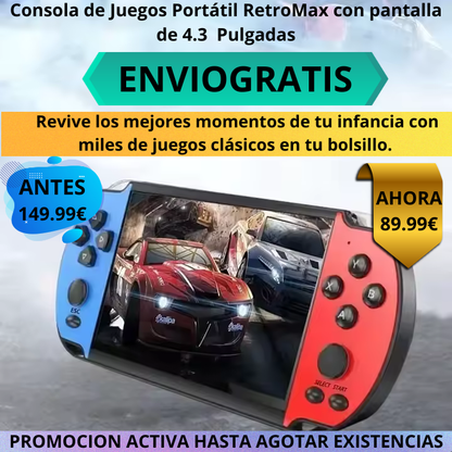 Consola de Juegos Portátil RetroMax con pantalla de 4.3  Pulgadas