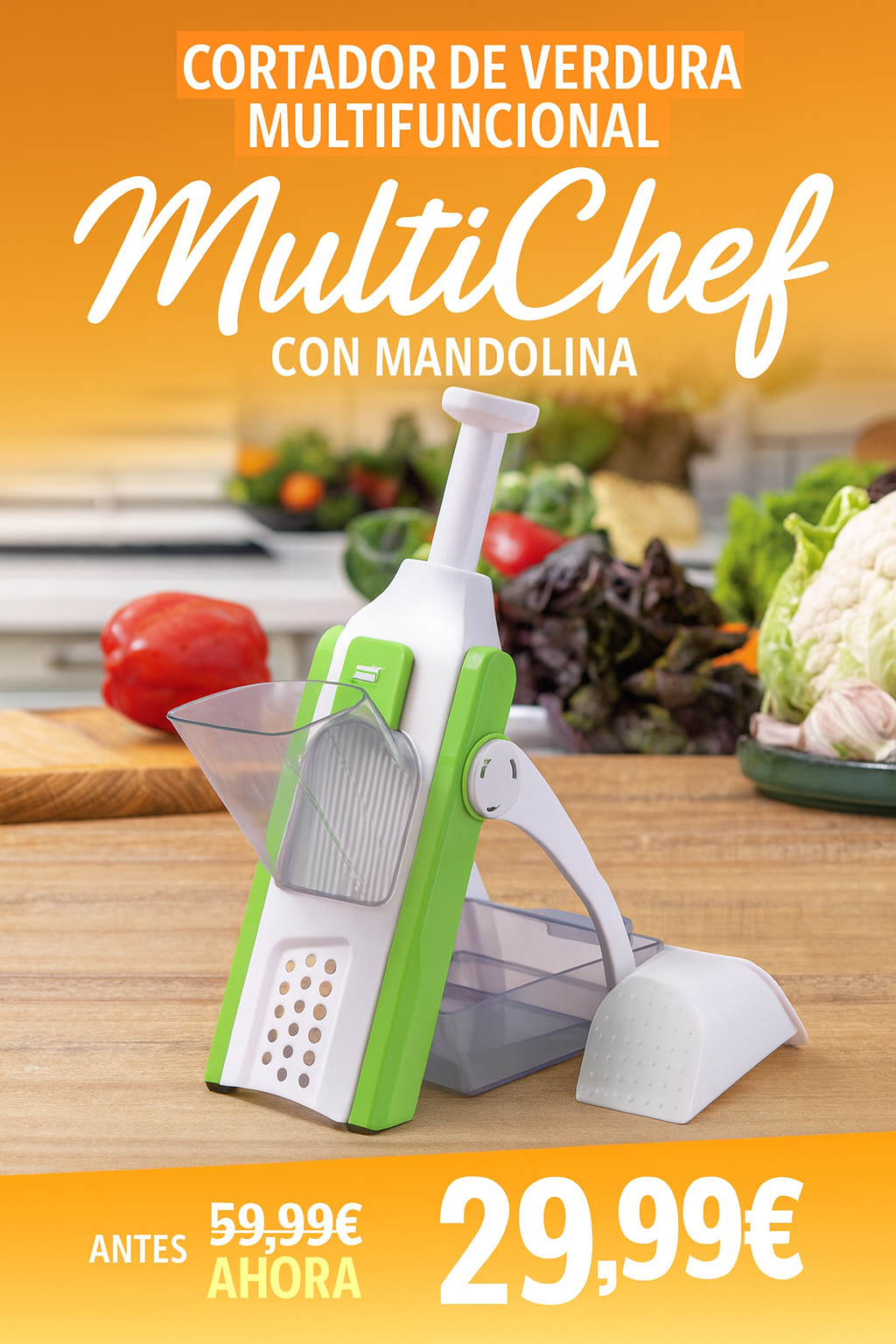 Cortador de Verdura Multifuncional MultiChef con Mandolina