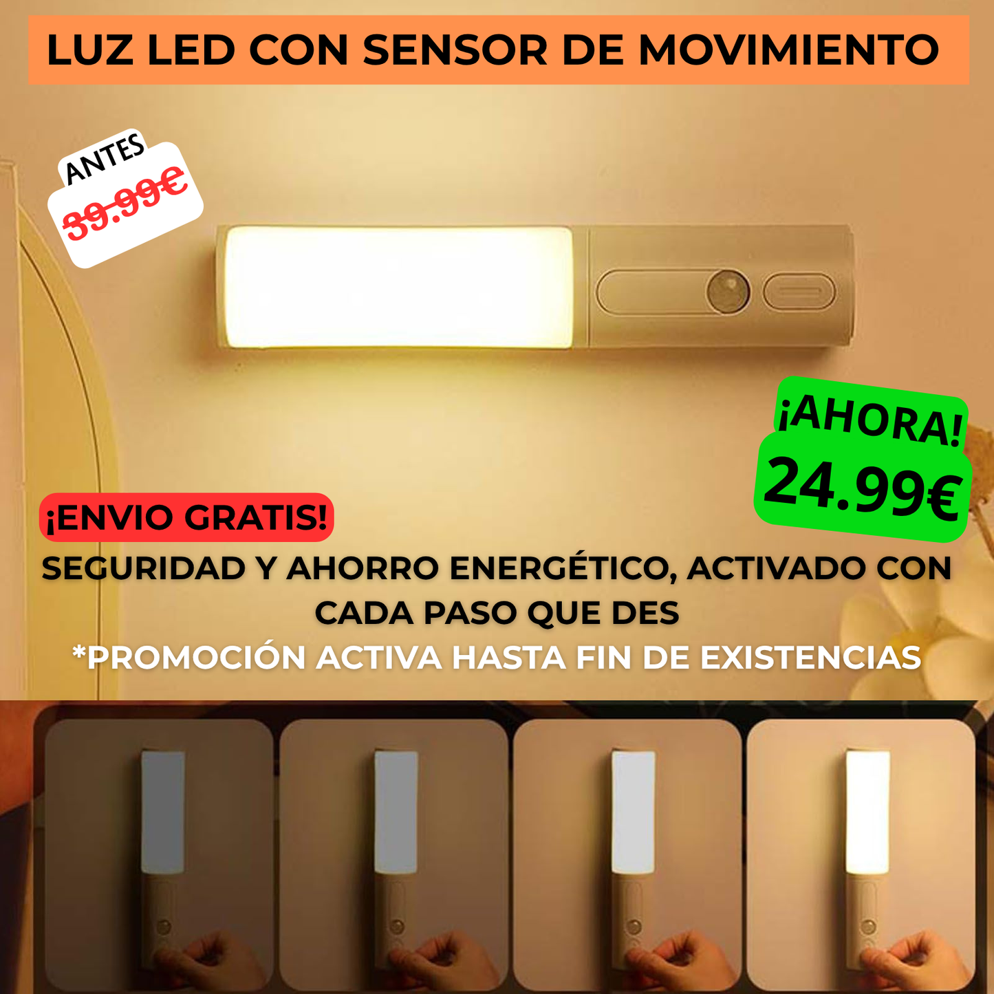 Luces LED con sensor de movimiento Autobeam