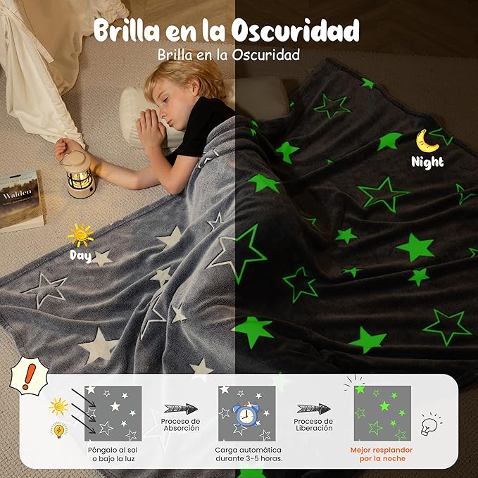 Manta Luminosa en la Oscuridad DreamLight Color Gris 127cm x152CM