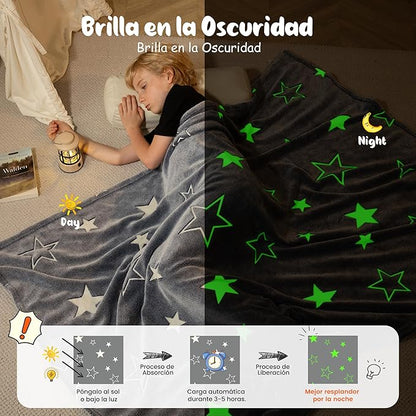 Manta Luminosa en la Oscuridad DreamLight Color Gris 127cm x152CM