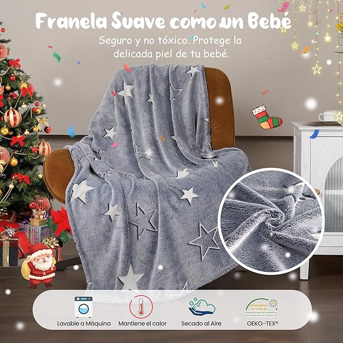 Manta Luminosa en la Oscuridad DreamLight Color Gris 127cm x152CM